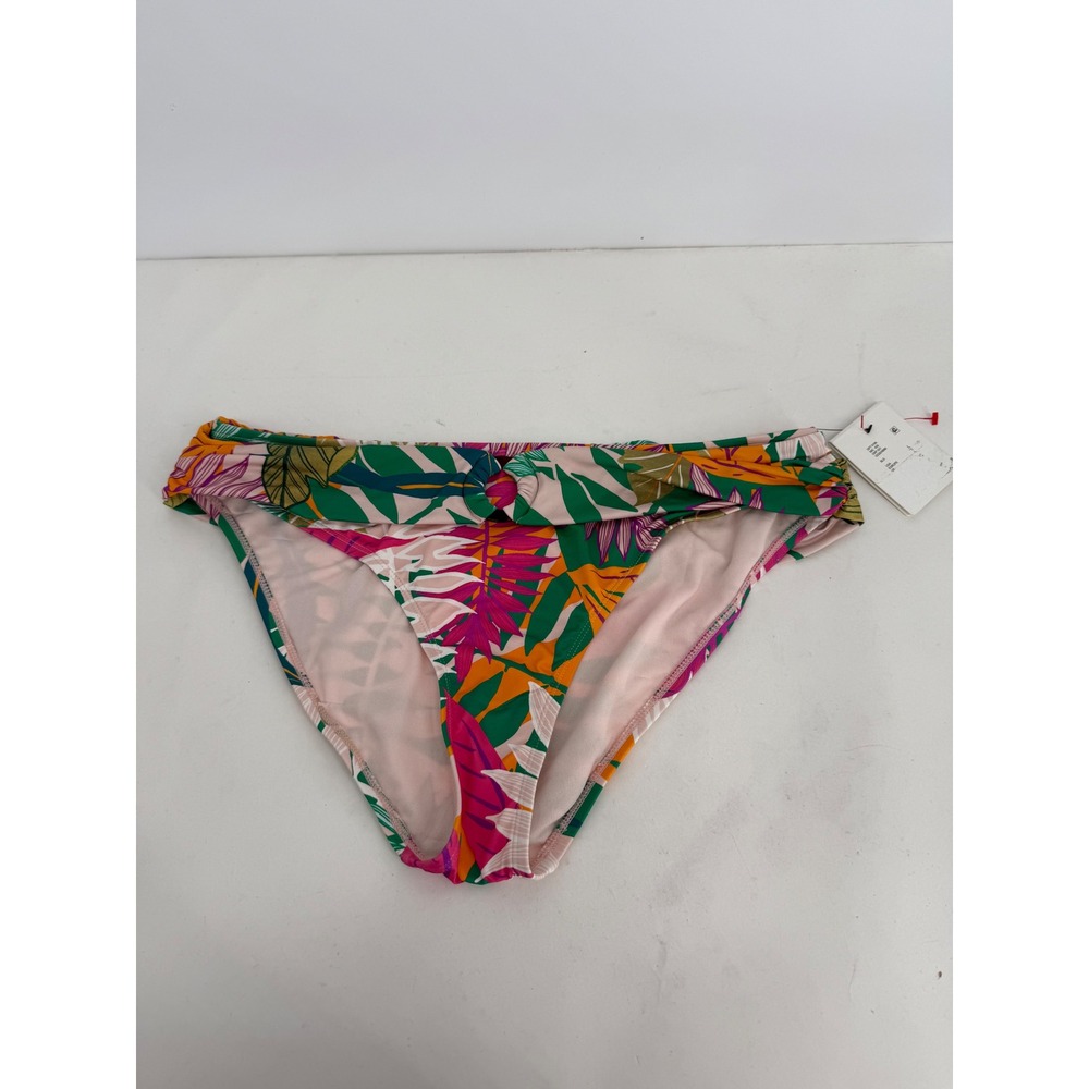 Gibson Latimer Womens Swim Bottoms Green Tropical Floral Print Bikini Sz L